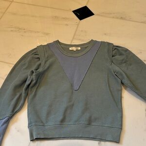 LoveShackFancy Green and Blue Crew Neck Sweater